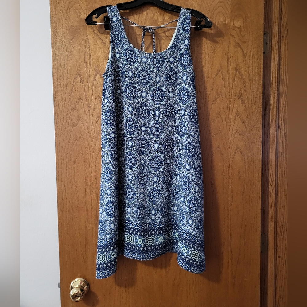 Bobeau Lightweight Light Blue Geometric Dress EUC Size XS